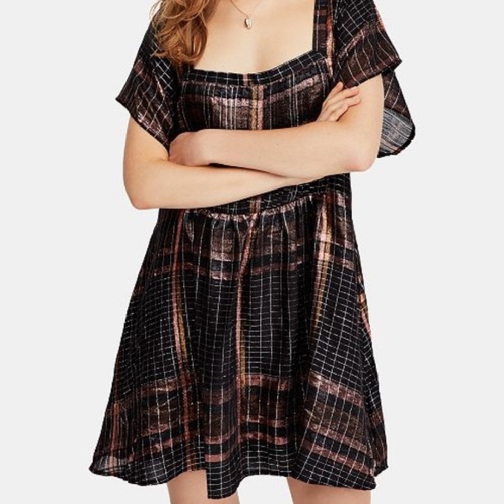 free people barcelona metallic dress NWOT